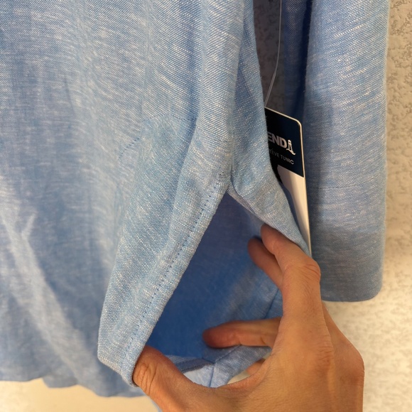 Lands' End Womens Linen Blend Tunic Top Blue Coastal Lagenlook Sz Medium NWT - Picture 7 of 7